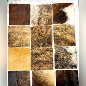 Leather coasters, Set of 4 genuine cowhide, western home decor, country bar gidt